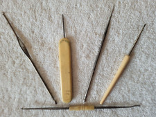 5 Vintage Crochet Hooks One Hook has MEF Aug 17, on the handle