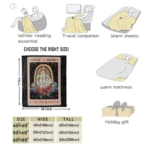 Tarot Blanket Super Soft Flannel Throw Blanket Sofa Bed Fun 50*60 White-black - Picture 6 of 7