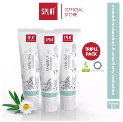 FREE Ship + 3 SPLAT SENSITIVE REDUCTION TOOTHP ENAMEL RESTORAT 130 GRAM NO FLUOR