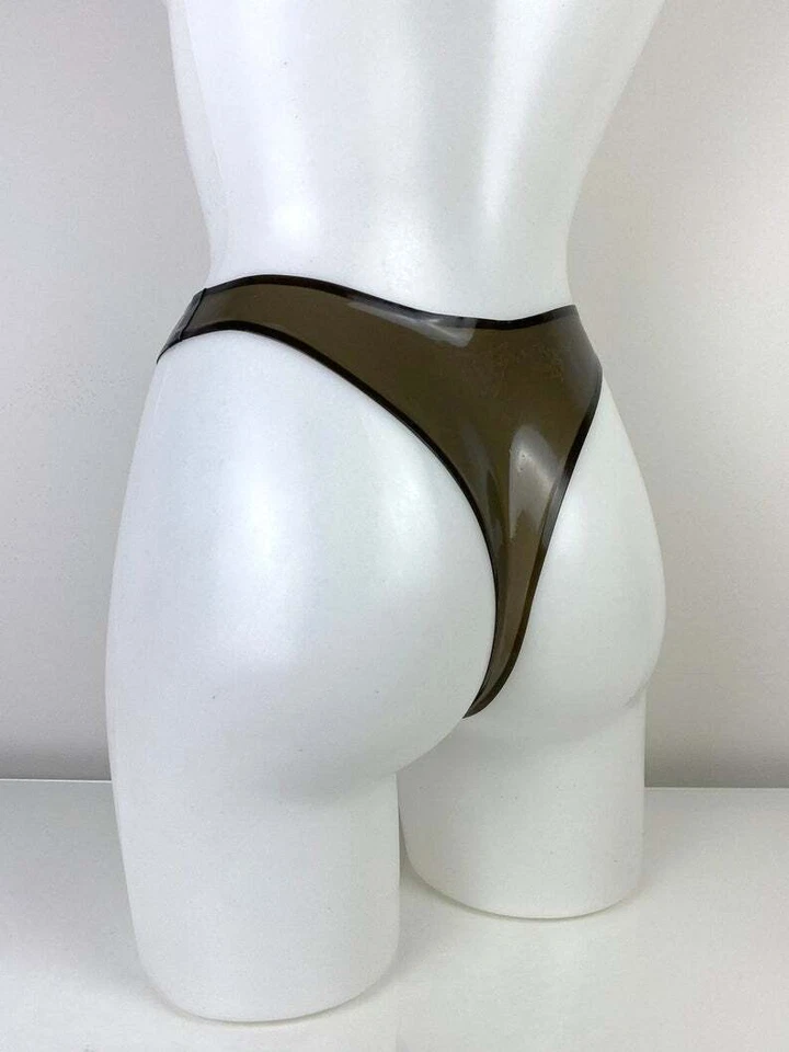 Ropa interior de látex marrón bodys de goma de látex trajes de gato bragas tanga de látex 0,4 mm Foto 2 de 4