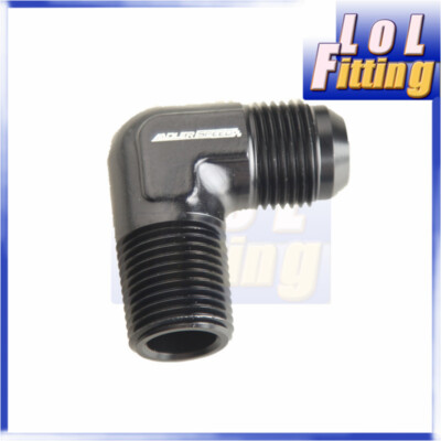 US SHIP 90 Degree AN10 10AN Male To 1/2'' NPT Aluminum Fuel Fitting Adapter Black