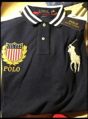 Rare Polo Ralph Lauren Men's Polo USA Flag Crest Big Pony Logo