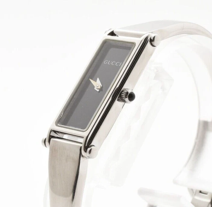 [N COMME NEUVE] Montre à quartz femme vintage GUCCI 1500L cadran argenté noir du JAPON