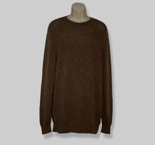  1625 Loro Piana Men's Brown Cashmere Ribbed Crewneck Sweater Size 60