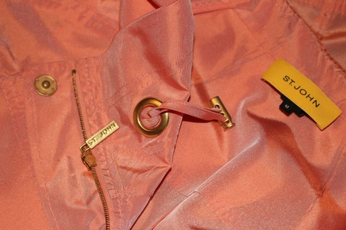 ST. JOHN Pink Peach Solid Acetate Blend Women Top Jacket Size M - Picture 2 of 11