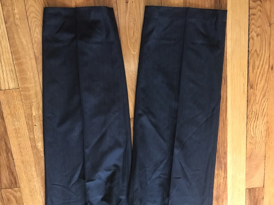 Pantalones de vestir para hombre Kenneth Cole Reaction negros - talla 38 x 32 rayas frente plano Foto 3 de 4