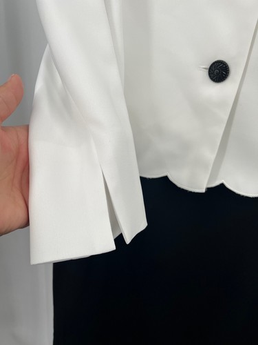 Vintage Suit Studio New York Lush Garden White Black 2 Piece Skirt Suit 14 - Picture 3 of 10