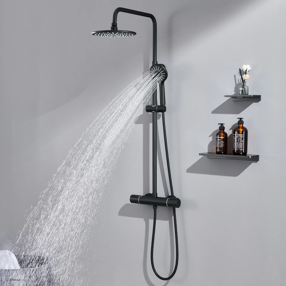 Auralum Duschsystem mit Thermostat Überkopfbrauseset Handbrause Regendusche Set - Bild 3 von 4