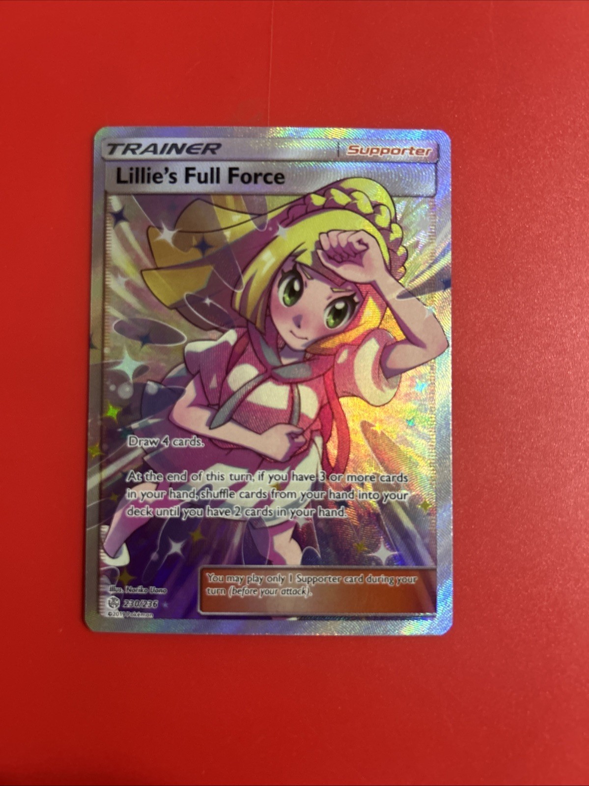 Lillie's Full Force Full Art Holo Card 230/236 Sm-Cosmic Eclipse NM Condition