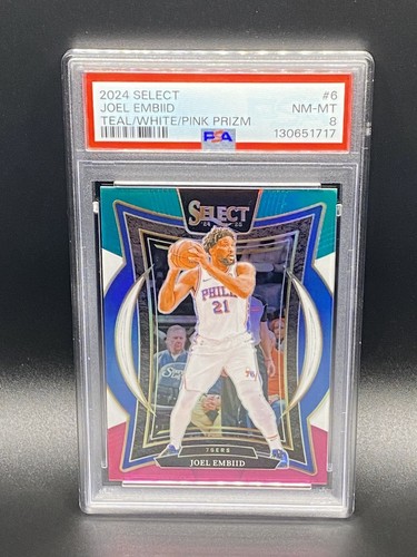 2024 Select Joel Embiid Teal/White/Pink Prizm #6 #'d 29/49 PSA NM-MT 8 76er's