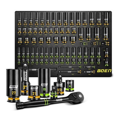 80-Piece 1/2'' & 3/8'' Drive Impact Socket Set, Deep & Shallow Sockets (8-32mm)