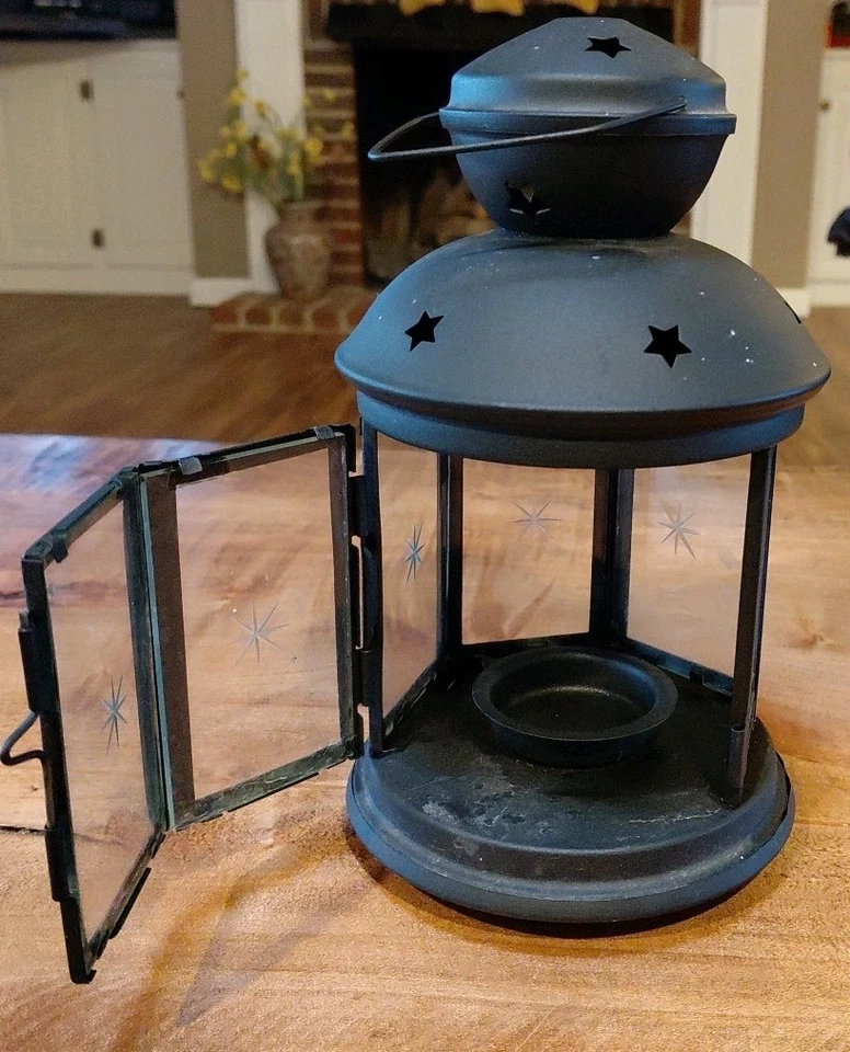 Candelabros colgantes IKEA ROTERA linterna estrella de metal negro 8 1/4  Foto 2 de 4