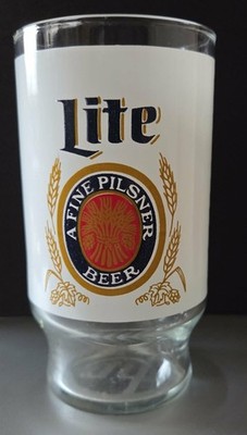 Vintage Miller Lite Beer Glass Footed 10oz. 5.25 Inches Tall #HC168
