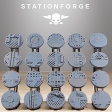 25mm x20 Industrial Bases v2 for Wargame and RPG Miniatures, Station Forge