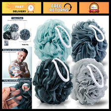XXL Loofah Sponge 4 Pack - Soft Mesh Shower Puff, Exfoliating Body Scrubber, Bat