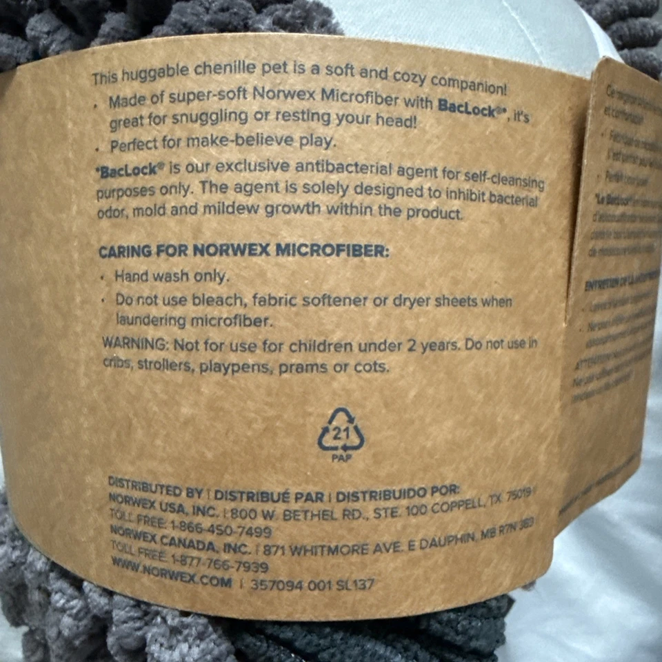 Norwex Mascota con un Propósito Chenille Sello Peluche con Reloj Foto 4 de 4