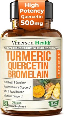 Quercetin with Bromelain Turmeric Curcumin Supplement   Allergy Relief, Immune
