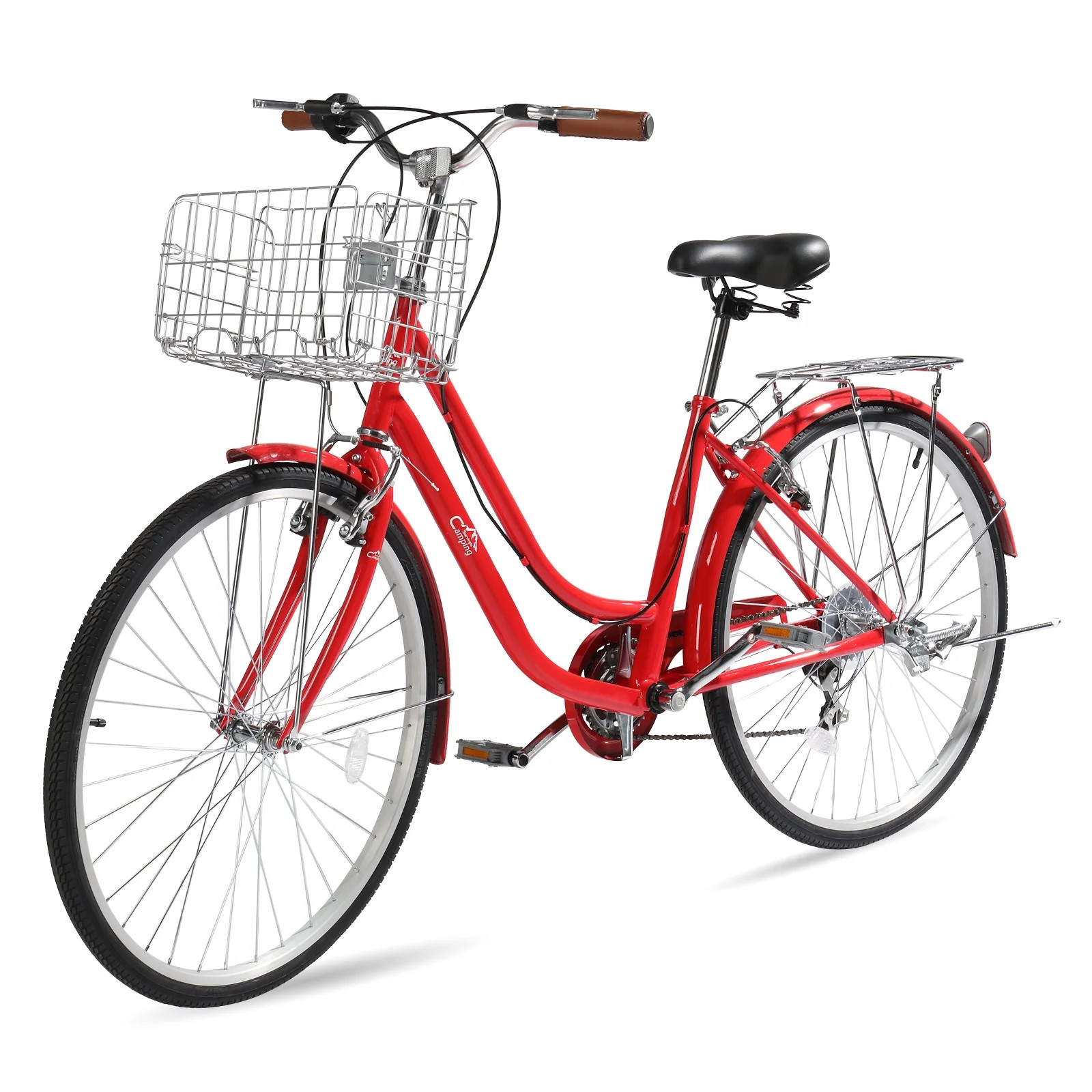 (New) Ktaxon 26in Urban Commuter City Bike, Shimano 7 Speed Adult Road Bicycle, Red (147.60 USD)