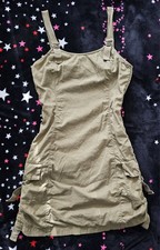 Women’s Y2K Guess Jeans Mini Dress Adjustable Cargo wPockets Size 3 Khaki Green