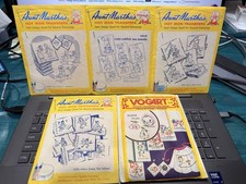4-Aunt Martha's Hot Iron Transfers Embroidery, Weekdays , Pigs, Bunnies, Indians