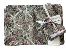 William Morris & Co~4 Cloth PLACEMATS + 8 cloth NAPKIN~SEASONS BY MAY~Cotton~NWT