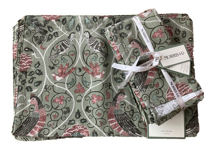William Morris & Co~4 Cloth PLACEMATS + 8 cloth NAPKIN~SEASONS BY MAY~Cotton~NWT