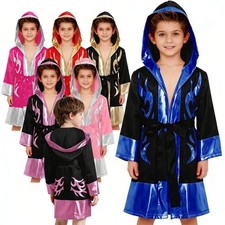 Kids Boys Costume Uniform Boxing Masquerade Robe Fighting Halloween Hooded