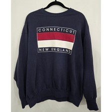 Vintage 90s Delta MADE IN USA Connecticut New England Flag Sweatshirt XL