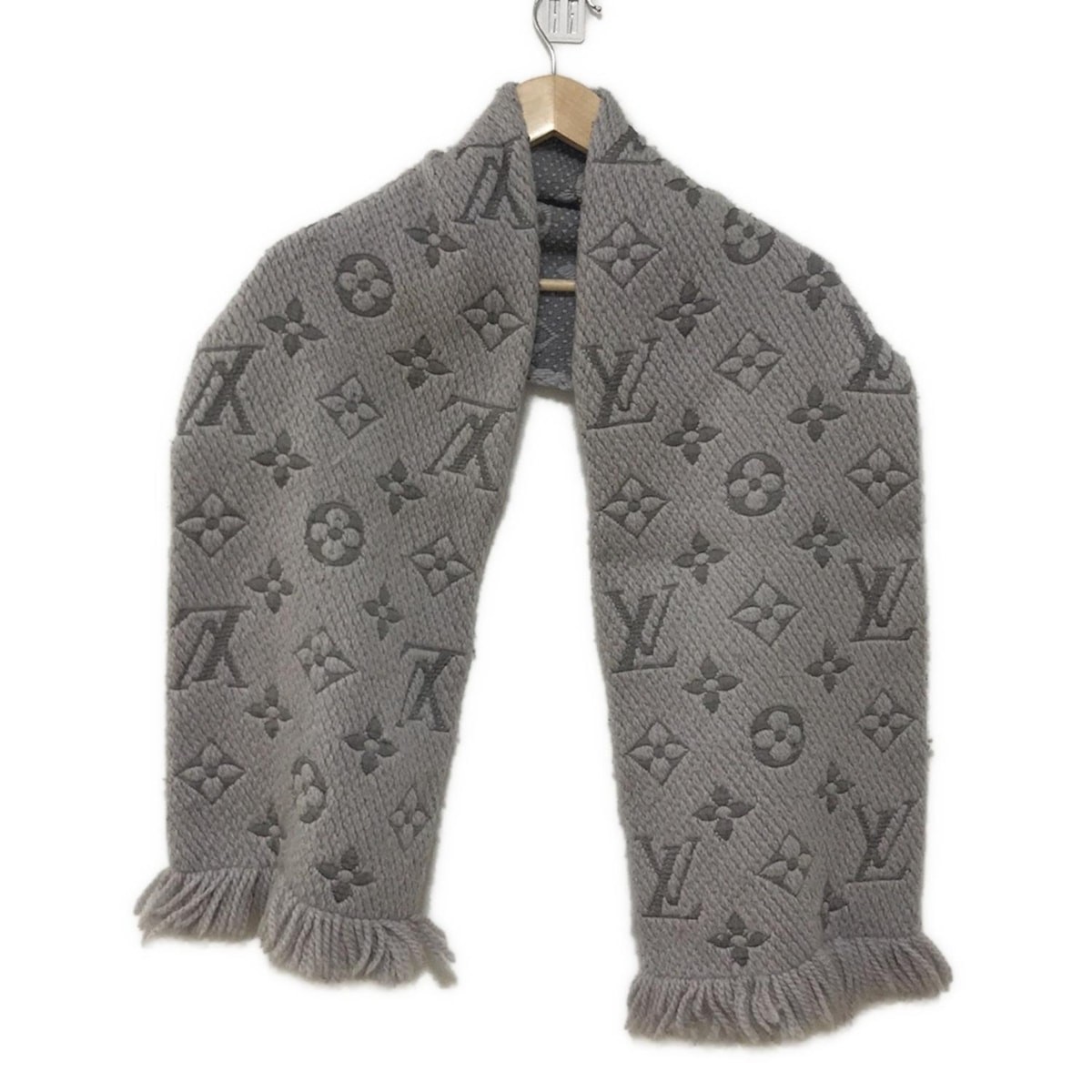 LOUIS VUITTON◇Echarpe Logomania Scarf/ウール/GRY/モノグラム