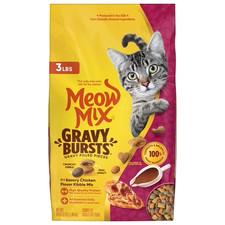 Meow Mix Gravy Bursts Dry Cat Food, Chicken, 3 LB Bag 3.33 per pound
