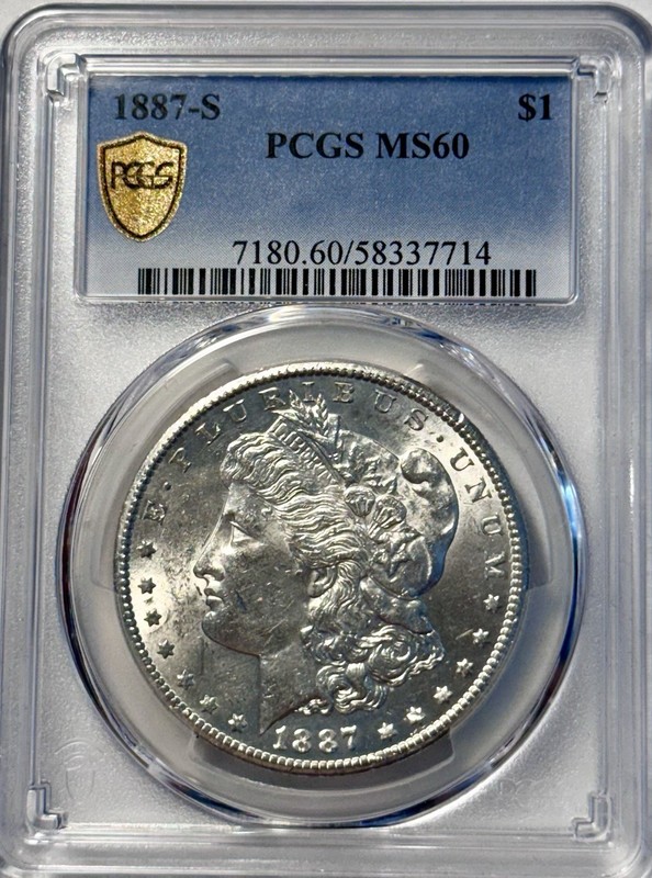 1887-S Morgan Silver Dollar PCGS MS60