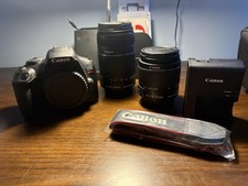 Canon EOS Rebel T7 24.1MP DSLR Black Built-In Flash w/ EF-S 18-55mm  55-250mm
