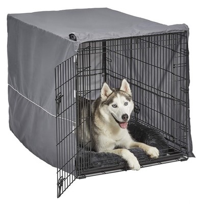 MidWest Homes for Pets Double Door 42-inch Dog Crate Kit, Bundle Includes a T...