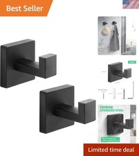 Heavy Duty Stainless Steel Towel Hooks, Wall Mounted Square Robe Hooks for Ba...