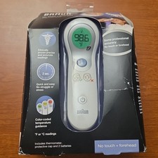 New Braun No Touch  Forehead Thermometer Color Coded Temp NTF 3000 Guide Sealed
