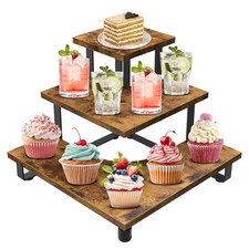  3-Step Tiered Display Shelves, Portable Wooden Retail Cupcake Food Corner