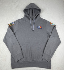 The North Face Hoodie Men Medium Gray California Novelty Patch Sweatshirt Logo