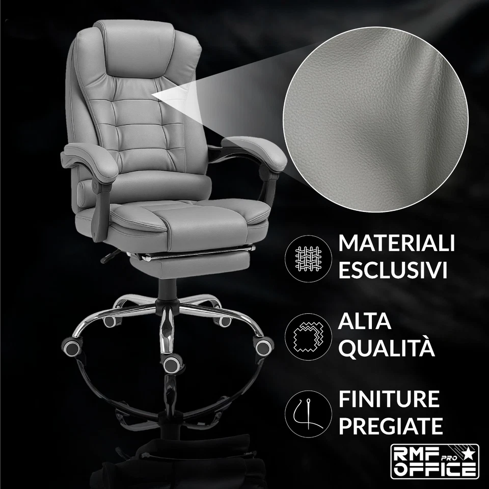 Sedia Da Ufficio Grigia Ergonomica con Supporto Lombare e Altezza Regolabile Pro - Bild 2 von 4