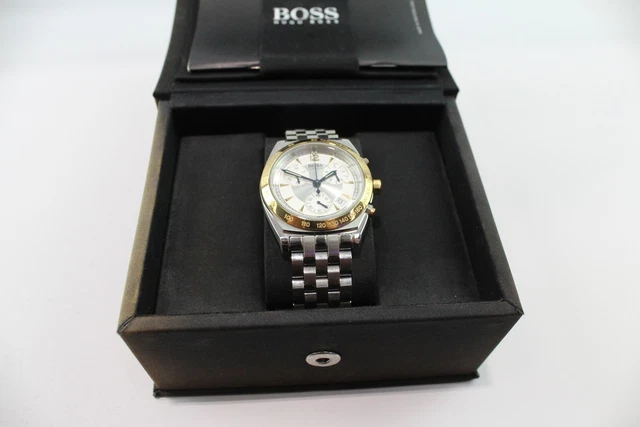 6 Hugo Boss Two Tone Steel Chronograph Watch Quartz Boxed WORKING