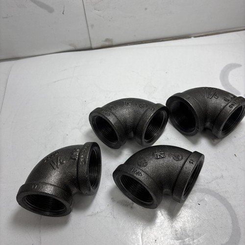4pack 1-1/4" BLACK MALLEABLE IRON 90 ELBOW DEG 90° ELBOW fitting pipe npt