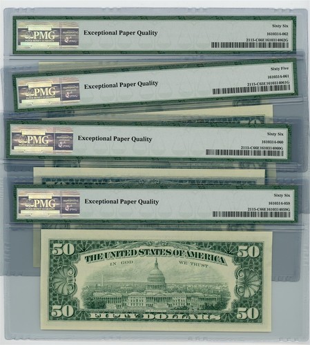 Fr. 2115-C $50 1969A 4 Consec. Federal Reserve Note #dc-2479 65-66 EPQ PMG - Picture 2 of 3
