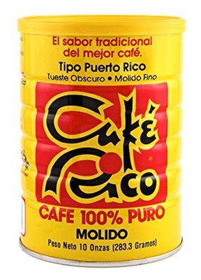 Cafe Rico Ground Coffee from Puerto Rico in Can, Dark Roast, 10 Ounce (Pack o...