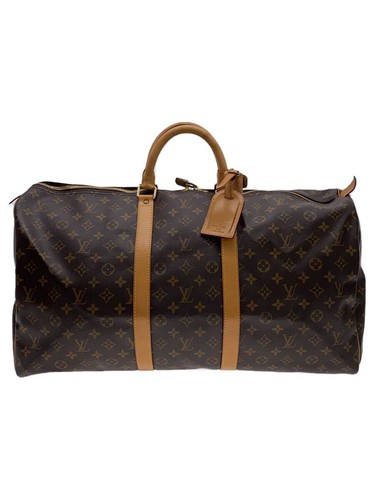 LOUIS VUITTON Boston Bag Keepall 55 Monogram Canvas BRW PVC Used
