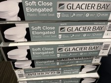 Elongated Slow-Close Closed Front Toilet Seat in White Glacier Bay 1010 044 015