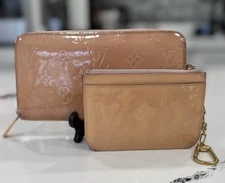 Louis Vuitton Vernis Zippy Wallet & Key Pouch Set Blush Nude/Pink Patent Leather