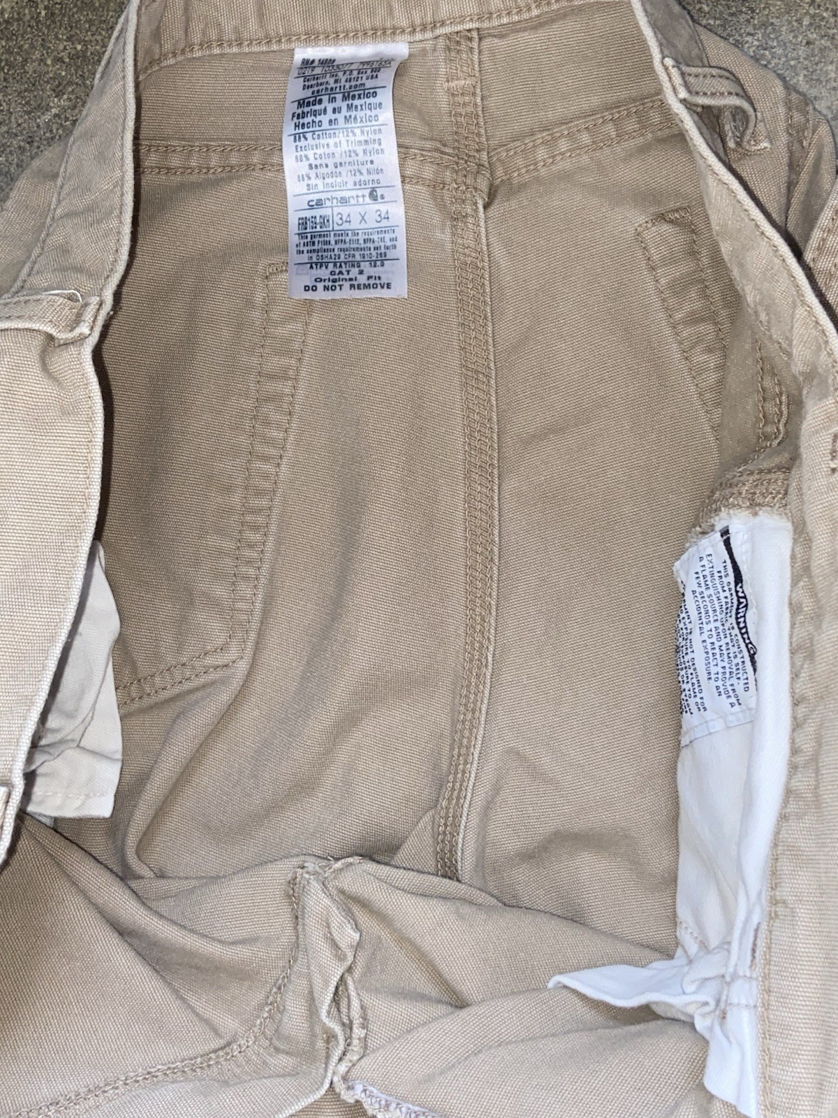 Carhartt FRB159 Carpenter Pants Mens 34x34 Beige Flame Resistant Canvas Workwear thumbnail 5