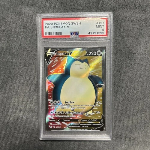 2020 POKEMON SWORD & SHIELD SNORLAX V #197 FULL ART PSA 9 MINT