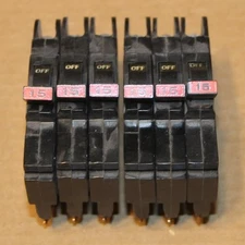 One Lot of 3 FPE NC115 Used Tested  1 Pole 15 Amp Thin Skinny Breakers