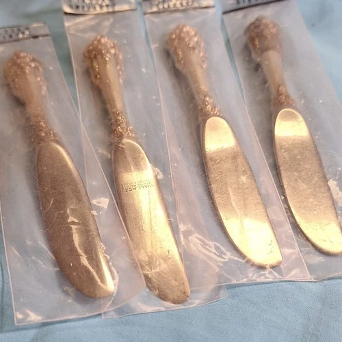 Wallace Sterling Silver Handle Stainless Blade Butter Knives Set of 4