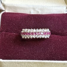 925 Cubic Zirconia Pink Sapphire Ring-Size 8-Band Width 3.3mm